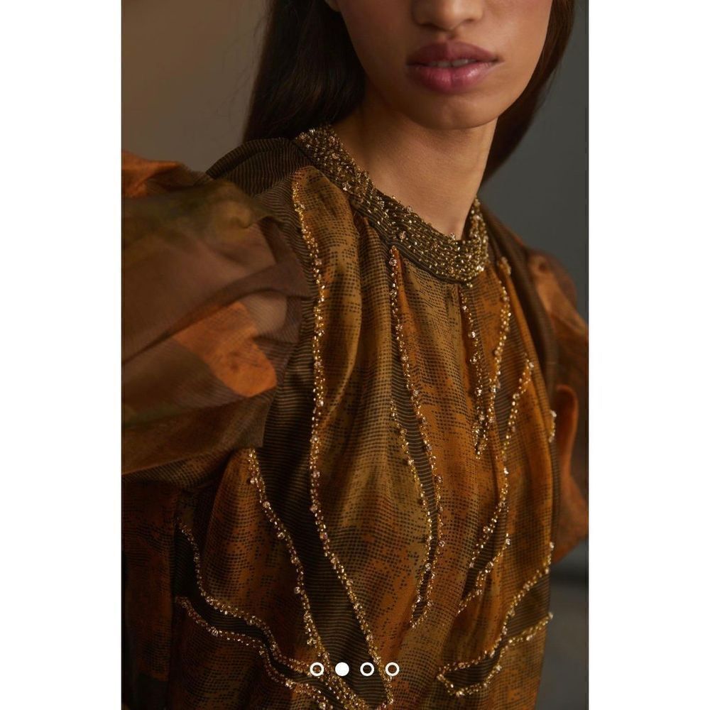 Anthropologie x Roopa Pemmaraju Beaded Silk Organza Maxi Dress Size XL - Picture 4 of 8